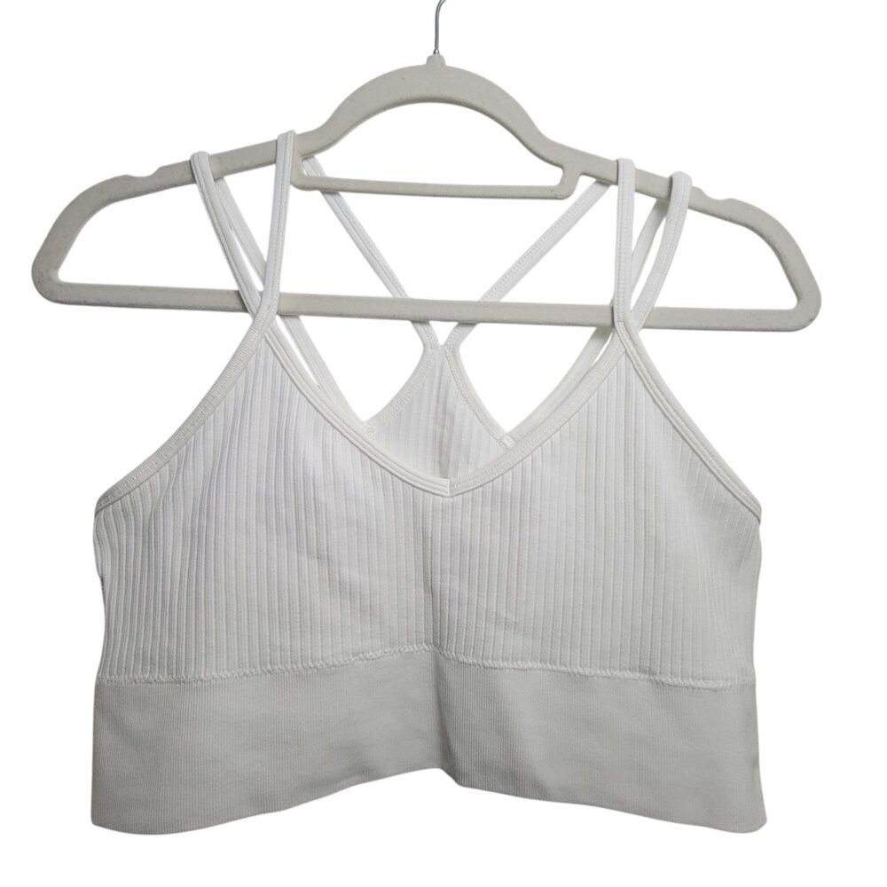 Z By Zella White No Padding Ribbed Sports Bra Size XL